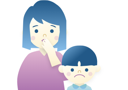 子どもを励ます保護者のイラスト
